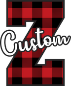 (s123-02) Wolfpack Red Buffalo Plaid Custom Letter Team Name Text