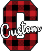 (s123-02) Wolfpack Red Buffalo Plaid Custom Letter Team Name Text