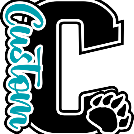 (s123-08) Bear Paw Print Letter Custom Text Name