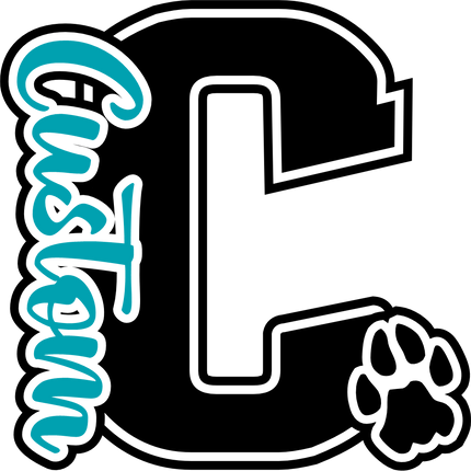 (s123-09) Panther Paw Print Letter Custom Text Name