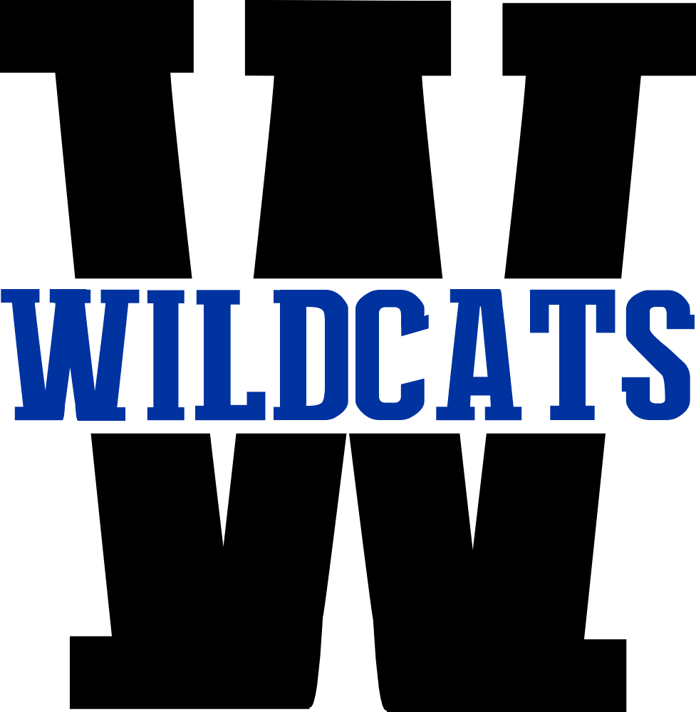 (s123-7) W Wildcats Letter Custom Team Name Text