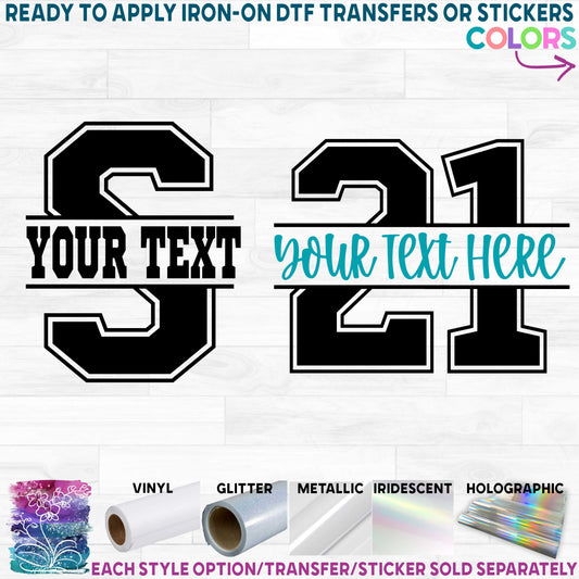 (s123-E) Letter or Number Team Name Custom Text