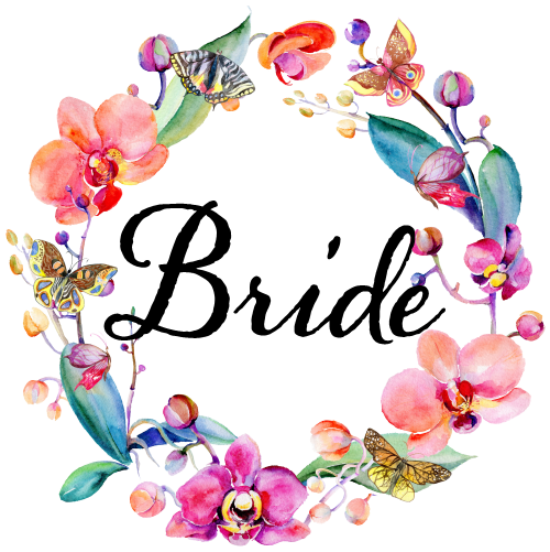 (125-02-N) Bridal Wedding Party Orchid Butterfly Floral Flowers Watercolor Custom Text