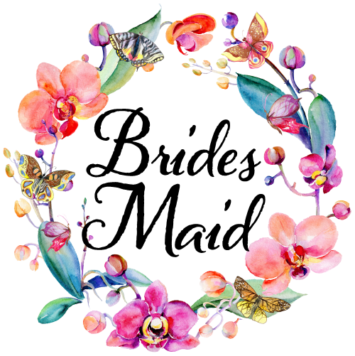 (125-02-N) Bridal Wedding Party Orchid Butterfly Floral Flowers Watercolor Custom Text