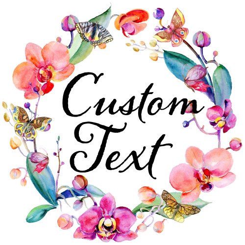 (125-02-N) Bridal Wedding Party Orchid Butterfly Floral Flowers Watercolor Custom Text