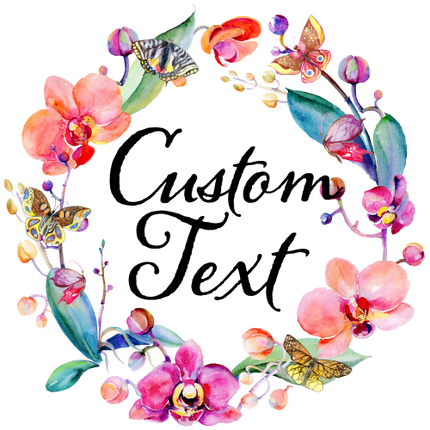 (125-02-N) Watercolor Orchid Wreath Family Custom Text