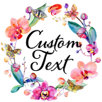 (125-02-N) Watercolor Orchid Wreath Family Custom Text