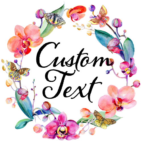 (125-02-N) Watercolor Orchid Wreath Family Custom Text
