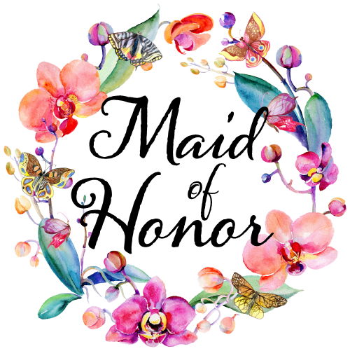 (125-02-N) Bridal Wedding Party Orchid Butterfly Floral Flowers Watercolor Custom Text