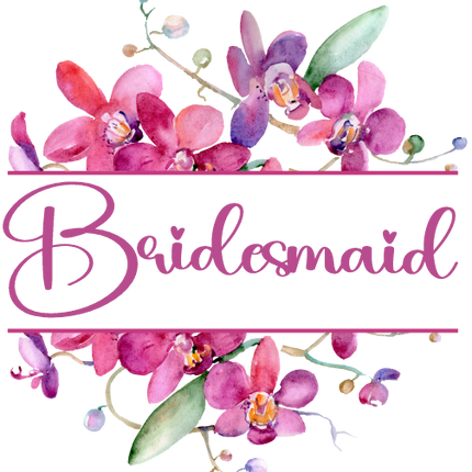 (125-02-Q) Bridal Wedding Party Watercolor Orchid Custom Text