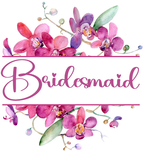 (125-02-Q) Bridal Wedding Party Watercolor Orchid Custom Text