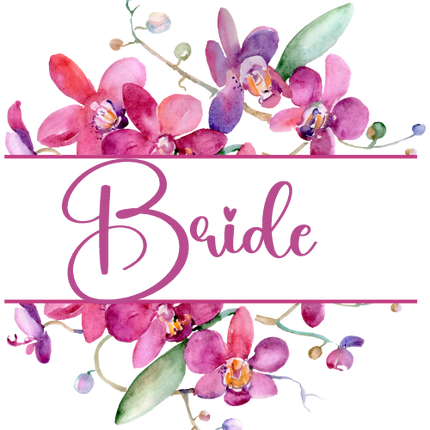(125-02-Q) Bridal Wedding Party Watercolor Orchid Custom Text