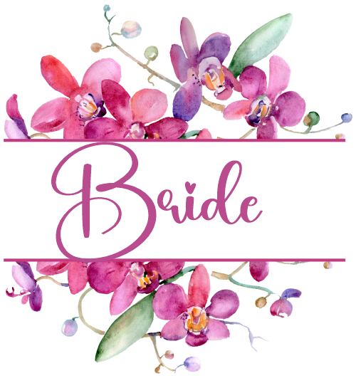 (125-02-Q) Bridal Wedding Party Watercolor Orchid Custom Text