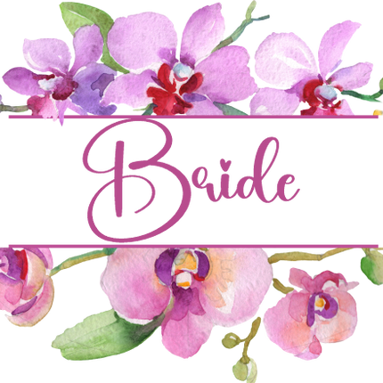 (125-02-R) Bridal Wedding Party Watercolor Orchid Custom Text