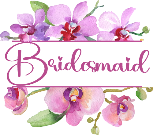 (125-02-R) Bridal Wedding Party Watercolor Orchid Custom Text