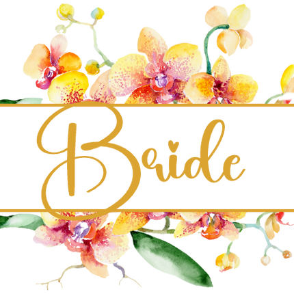 (125-02-S) Bridal Wedding Party Watercolor Orchid Custom Text