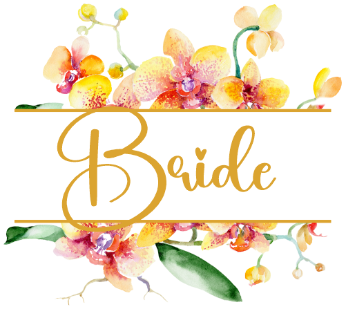 (125-02-S) Bridal Wedding Party Watercolor Orchid Custom Text
