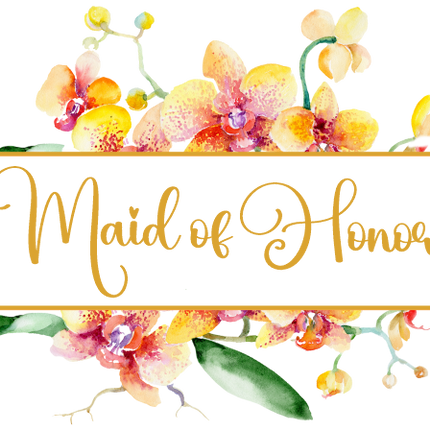 (125-02-S) Bridal Wedding Party Watercolor Orchid Custom Text