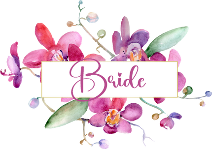 (125-02-T) Bridal Wedding Party Watercolor Orchid Custom Text