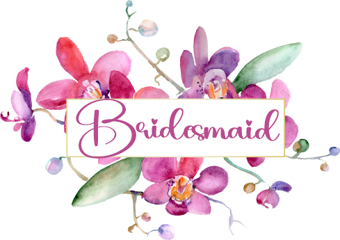 (125-02-T) Bridal Wedding Party Watercolor Orchid Custom Text