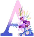 (s125-4) Orchid Purple White Flower Monogram Letter All Letters A-Z