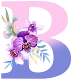 (s125-4) Orchid Purple White Flower Monogram Letter All Letters A-Z