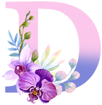 (s125-4) Orchid Purple White Flower Monogram Letter All Letters A-Z