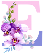 (s125-4) Orchid Purple White Flower Monogram Letter All Letters A-Z