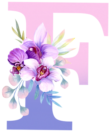 (125-04) Orchid Purple White Flower Monogram Letter All Letters A-Z