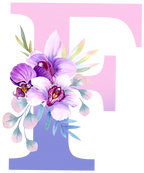 (s125-4) Orchid Purple White Flower Monogram Letter All Letters A-Z