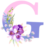 (s125-4) Orchid Purple White Flower Monogram Letter All Letters A-Z