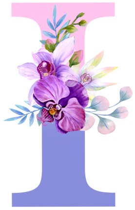 (125-04) Orchid Purple White Flower Monogram Letter All Letters A-Z