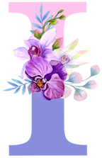 (s125-4) Orchid Purple White Flower Monogram Letter All Letters A-Z