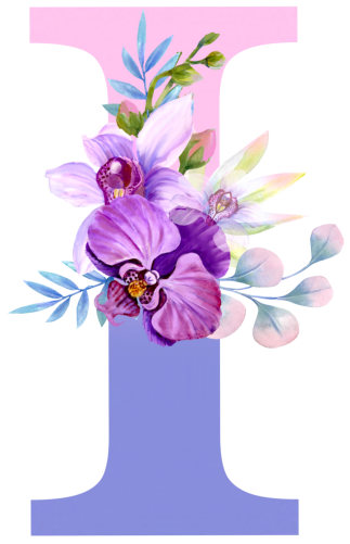 (s125-4) Orchid Purple White Flower Monogram Letter All Letters A-Z