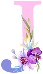 (s125-4) Orchid Purple White Flower Monogram Letter All Letters A-Z