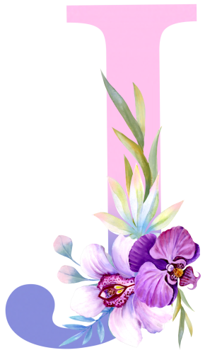 (s125-4) Orchid Purple White Flower Monogram Letter All Letters A-Z