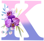 (s125-4) Orchid Purple White Flower Monogram Letter All Letters A-Z