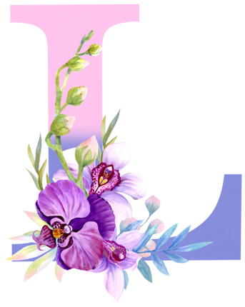 (125-04) Orchid Purple White Flower Monogram Letter All Letters A-Z