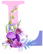 (s125-4) Orchid Purple White Flower Monogram Letter All Letters A-Z