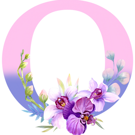 (125-04) Orchid Purple White Flower Monogram Letter All Letters A-Z