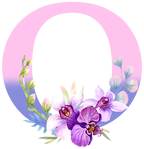 (s125-4) Orchid Purple White Flower Monogram Letter All Letters A-Z