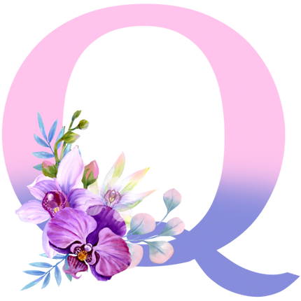(125-04) Orchid Purple White Flower Monogram Letter All Letters A-Z