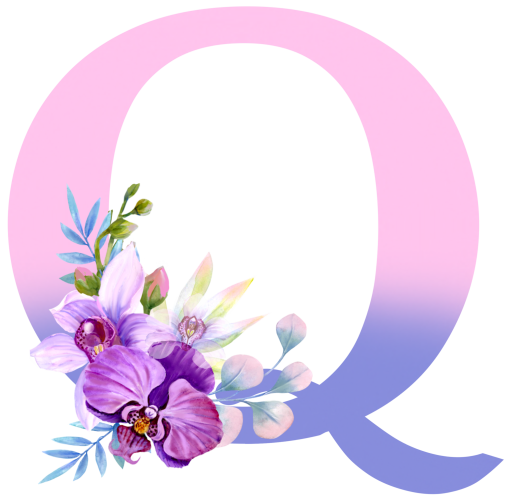 (s125-4) Orchid Purple White Flower Monogram Letter All Letters A-Z