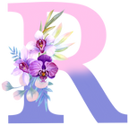 (s125-4) Orchid Purple White Flower Monogram Letter All Letters A-Z