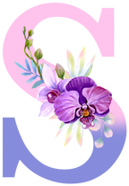 (s125-4) Orchid Purple White Flower Monogram Letter All Letters A-Z