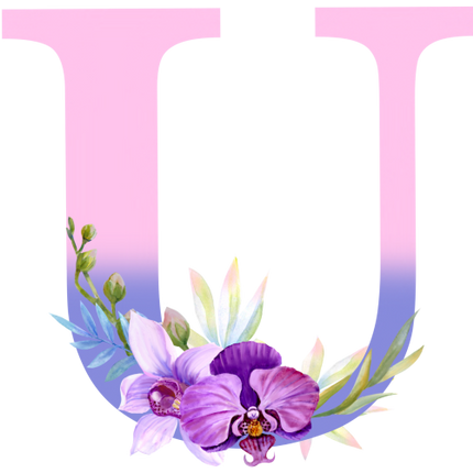 (125-04) Orchid Purple White Flower Monogram Letter All Letters A-Z
