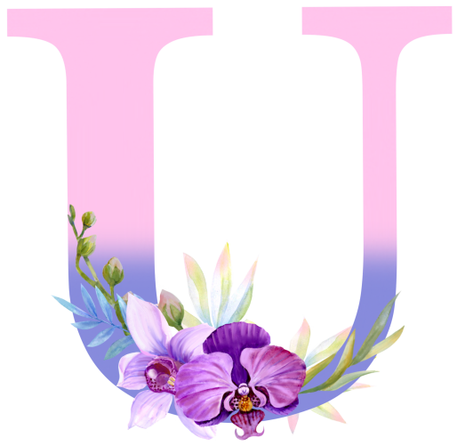 (s125-4) Orchid Purple White Flower Monogram Letter All Letters A-Z