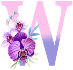 (s125-4) Orchid Purple White Flower Monogram Letter All Letters A-Z
