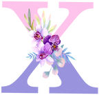 (s125-4) Orchid Purple White Flower Monogram Letter All Letters A-Z