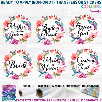 (s125-W1) Bridal Wedding Party Orchid Butterfly Floral Flowers Watercolor Custom Text